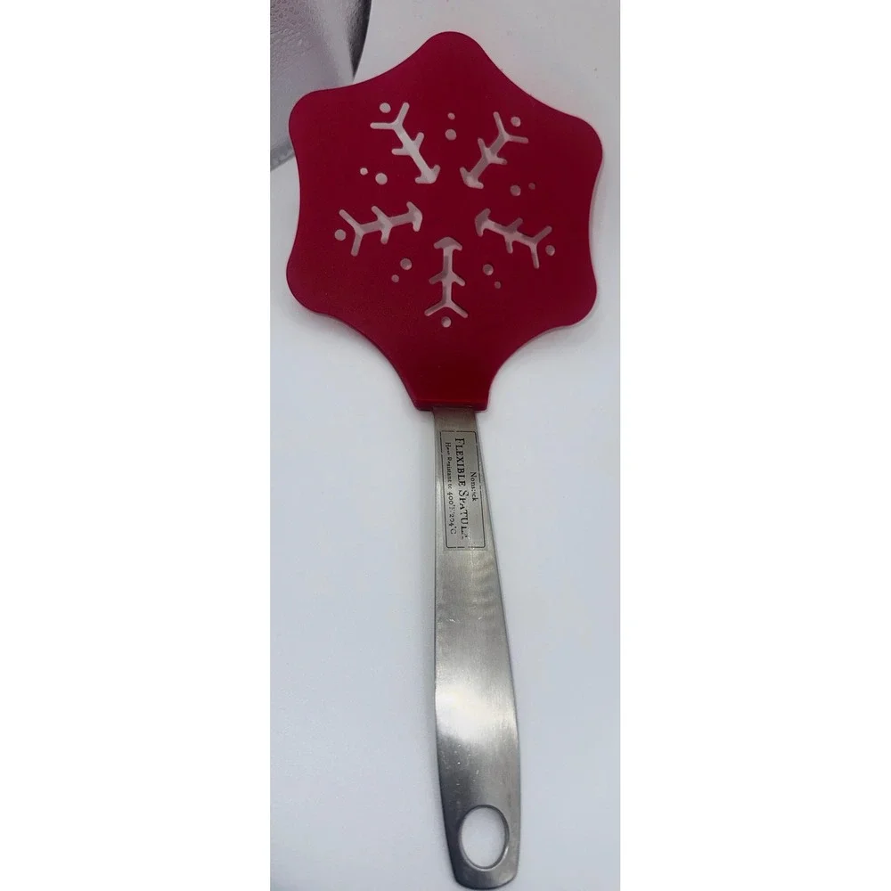 Amco Houseworks Flexible Spatula Set Snowflake Red Maple Leaf Burgundy Stainless